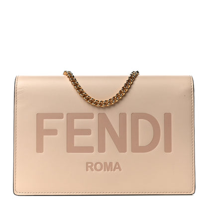 Fendi Vitello King Tamponato Logo Embossed Medium Wallet On Chain Poudre 1 of 11