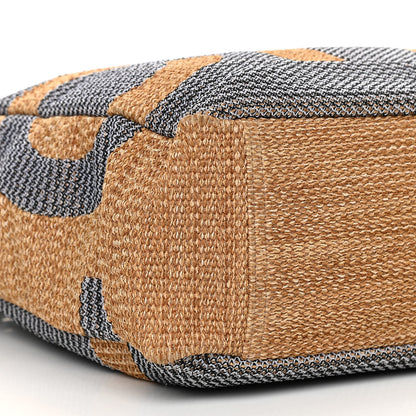 Chanel Woven Straw Raffia Logo Tote Blue Beige 5 of 11
