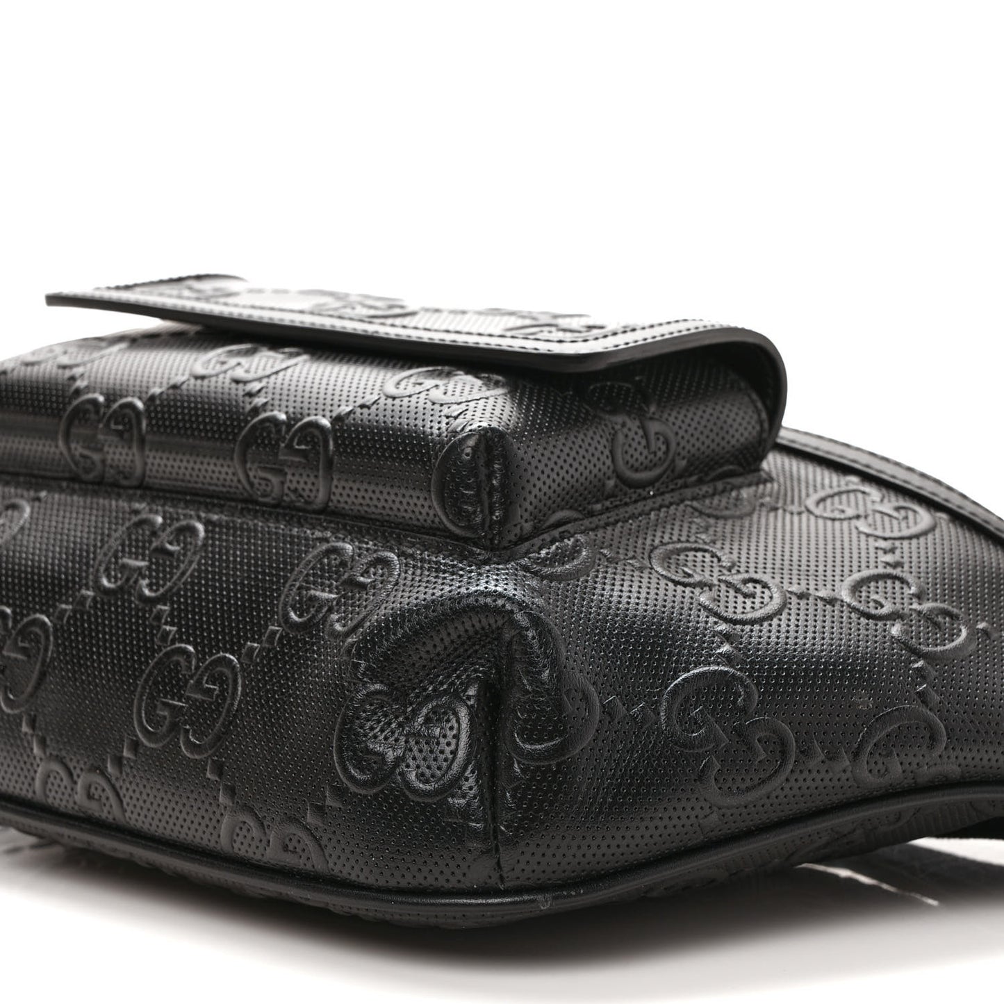 Calfskin GG Tennis Embossed Pocket Belt Bag Black