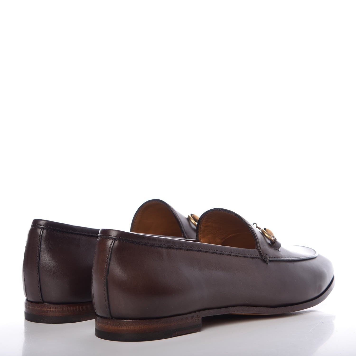 Gucci Calfskin Womens Jordaan Loafers 37.5 Fondente Brown 4 of 11