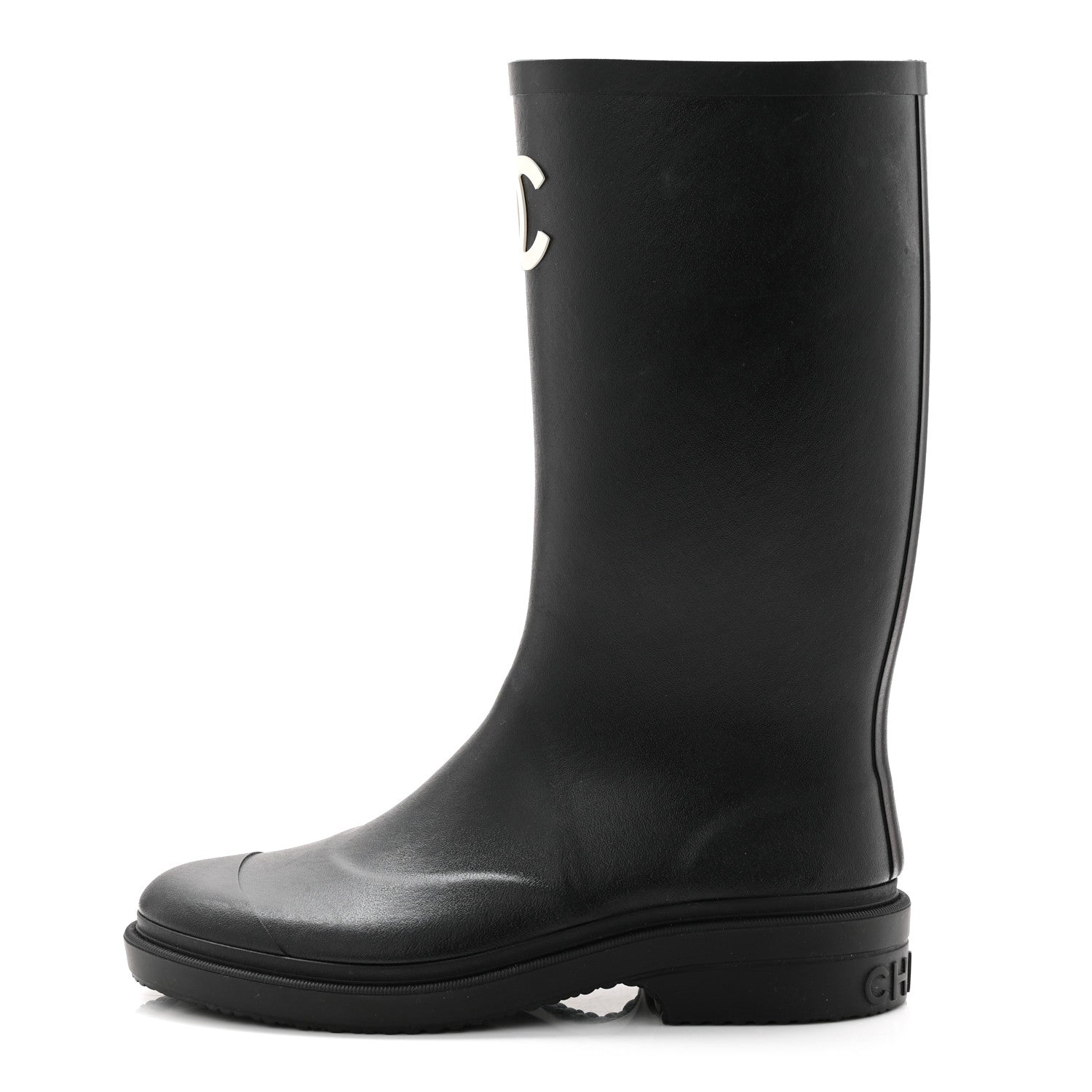 Chanel Caoutchouk CC High Boots 38 Black 1 of 8