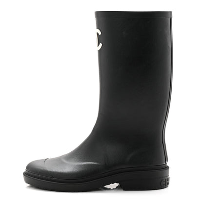 Chanel Caoutchouk CC High Boots 38 Black 1 of 8