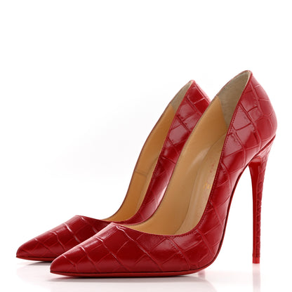 Christian Louboutin Calfskin Alligator Embossed So Kate 120 Pumps 38.5 Loubi 3 of 8