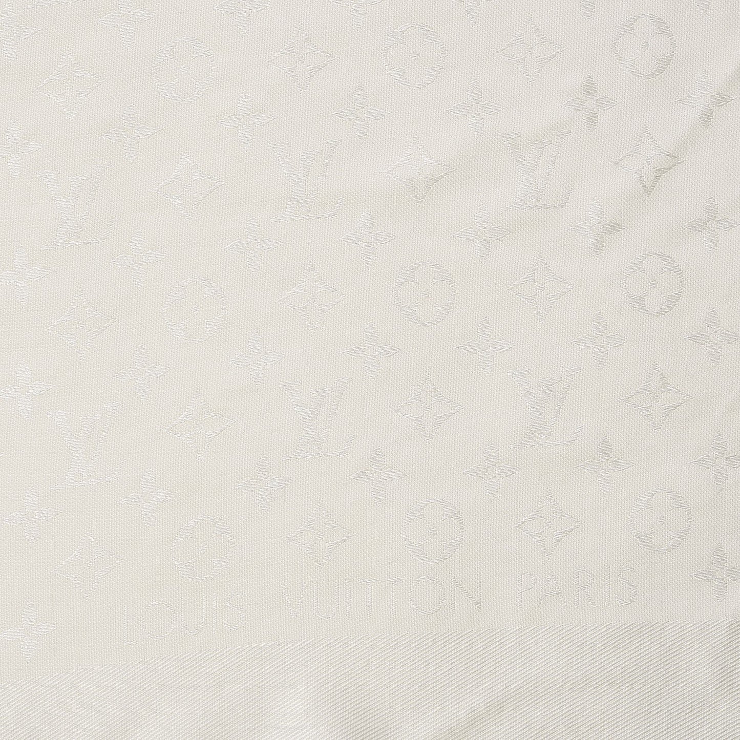 Wool Silk Monogram Shawl White