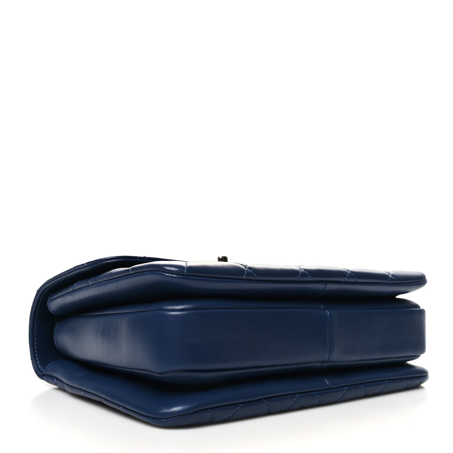 Lambskin Quilted Small Trendy CC Flap Dual Handle Bag Navy