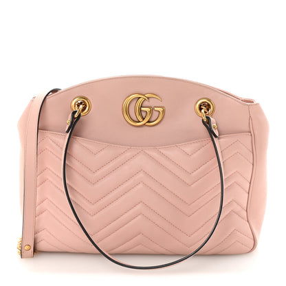 Gucci Calfskin Matelasse Medium GG Marmont Open Top Shoulder Bag Perfect Pink 1 of 10