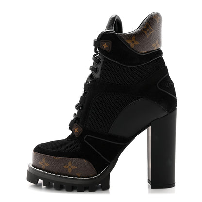 Louis Vuitton Suede Calfskin Monogram Star Trail Ankle Boots 38 Black 1 of 10