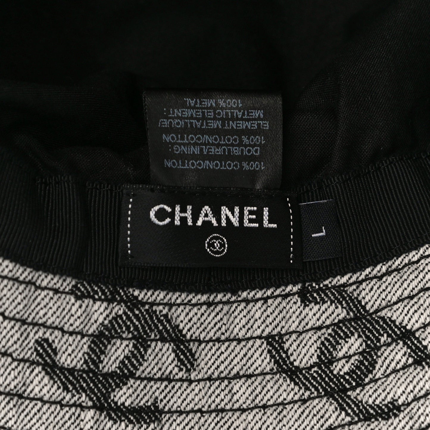 Denim CC Bucket Hat L White Black