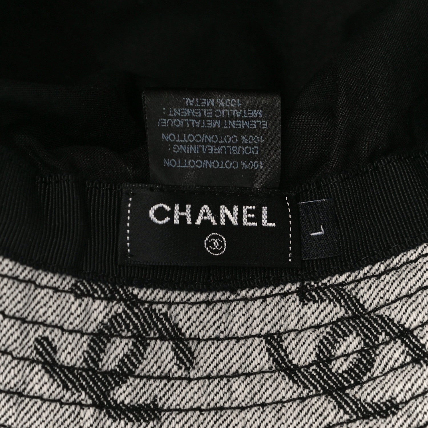 Chanel Denim CC Bucket Hat L White Black 6 of 7