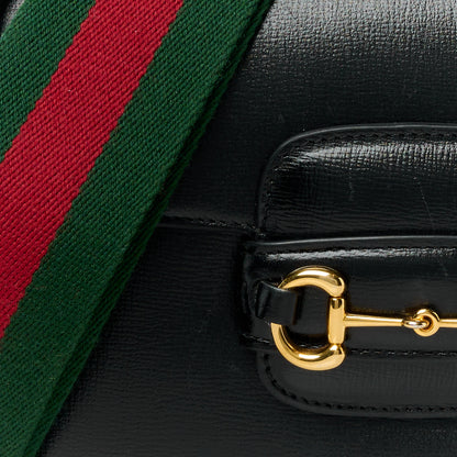 Gucci Azalea Calfskin Web Mini Horsebit 1955 Shoulder Bag Black 10 of 12