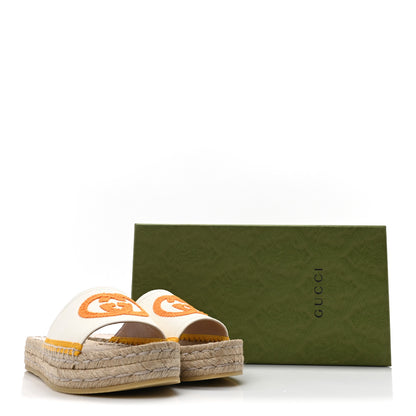 Gucci Canvas Interlocking G Espadrille Slide Sandals 36 Mystic White Mais 10 of 10
