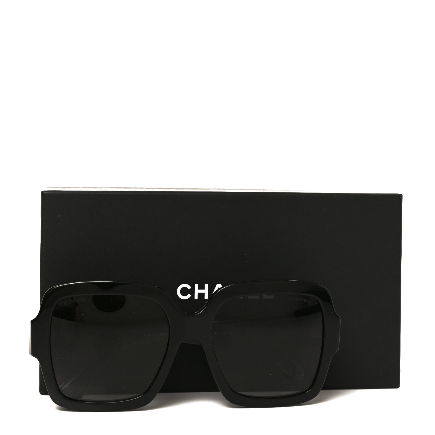 Chanel Acetate Charms Pearl Square Sunglasses 5479-A Black Gold
