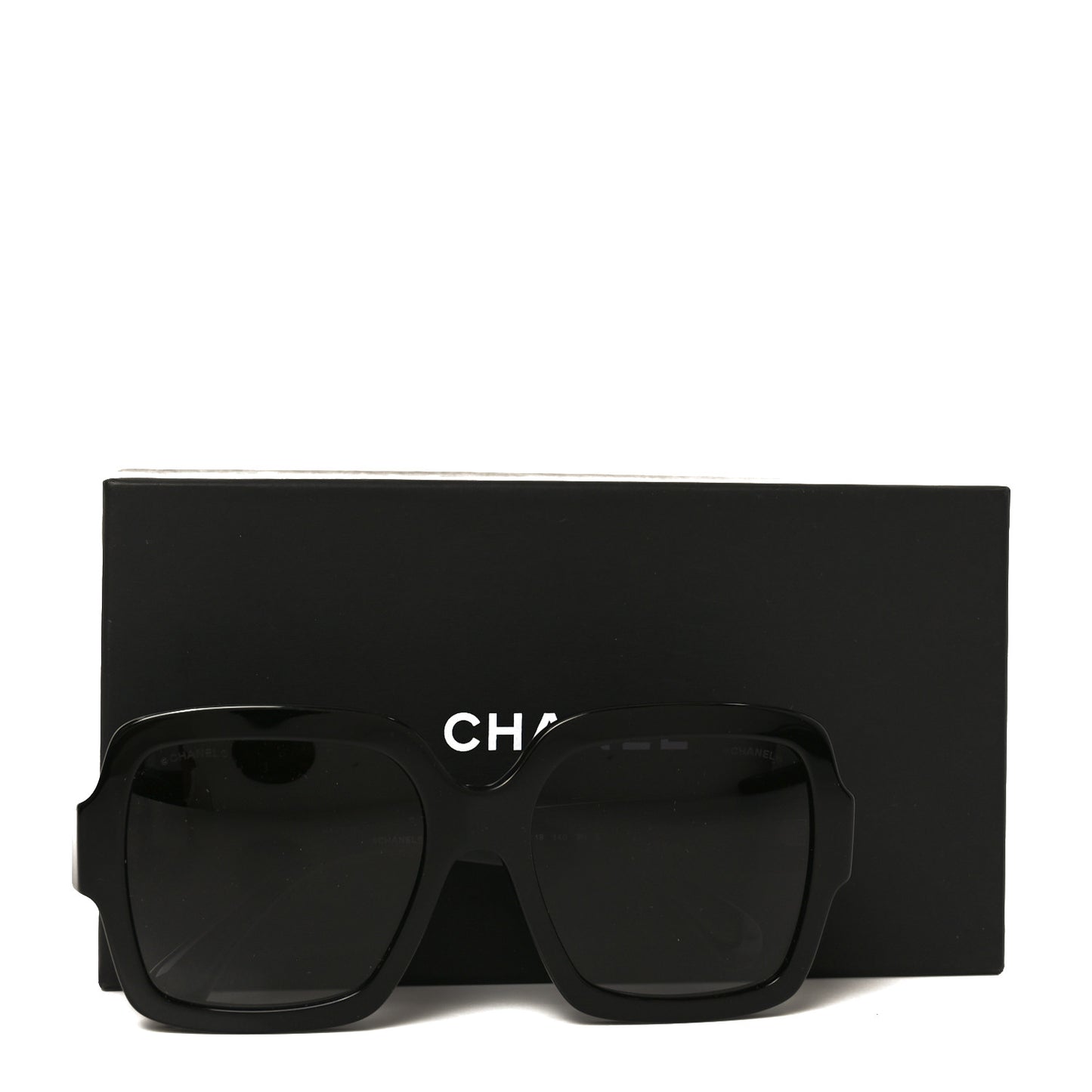 Acetate Charms Pearl Square Sunglasses 5479-A Black Gold