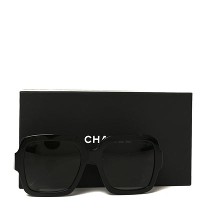Chanel Acetate Charms Pearl Square Sunglasses 5479-A Black Gold 7 of 7