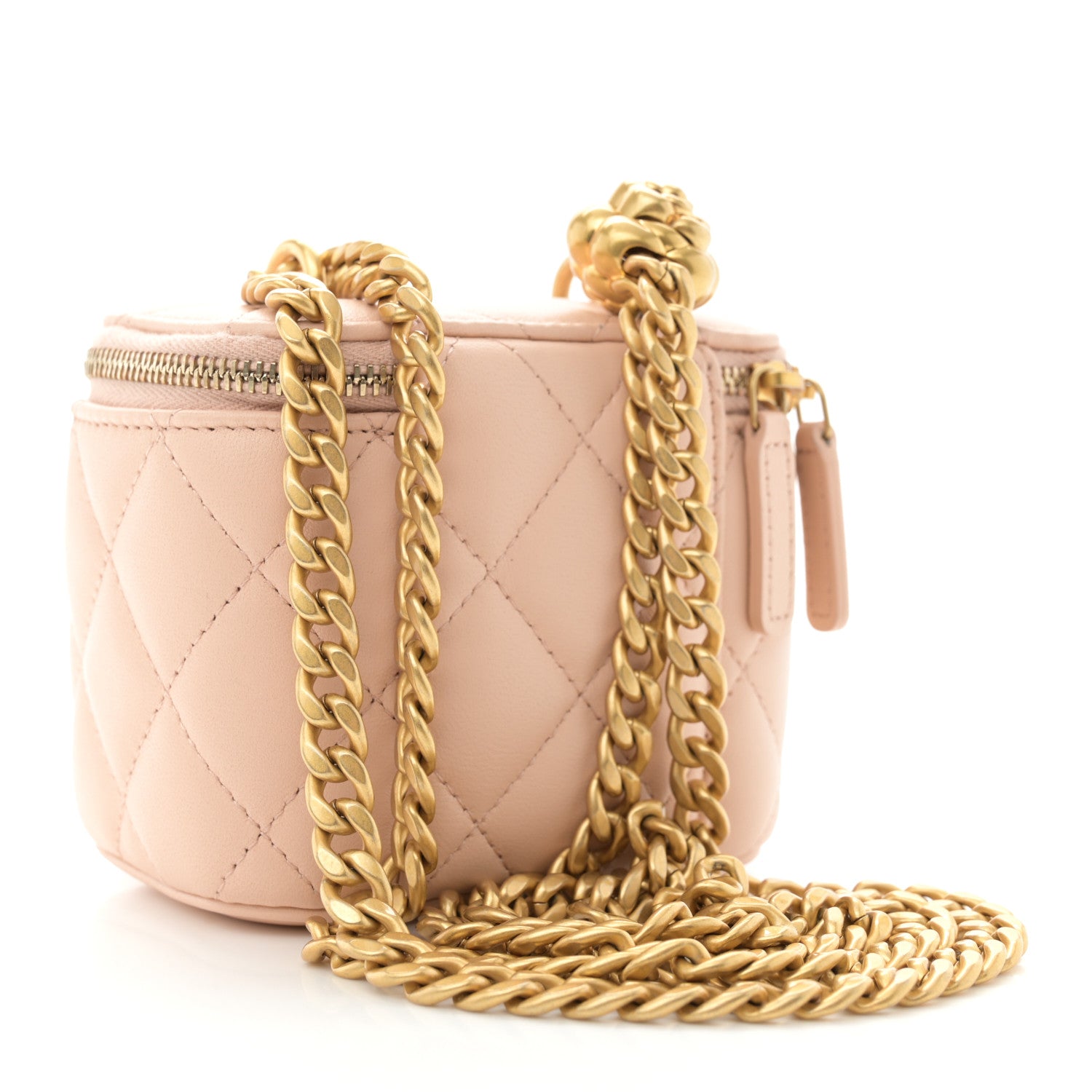 Chanel Lambskin Quilted Mini Sweet Camellia Vanity Case With Chain Beige 3 of 10