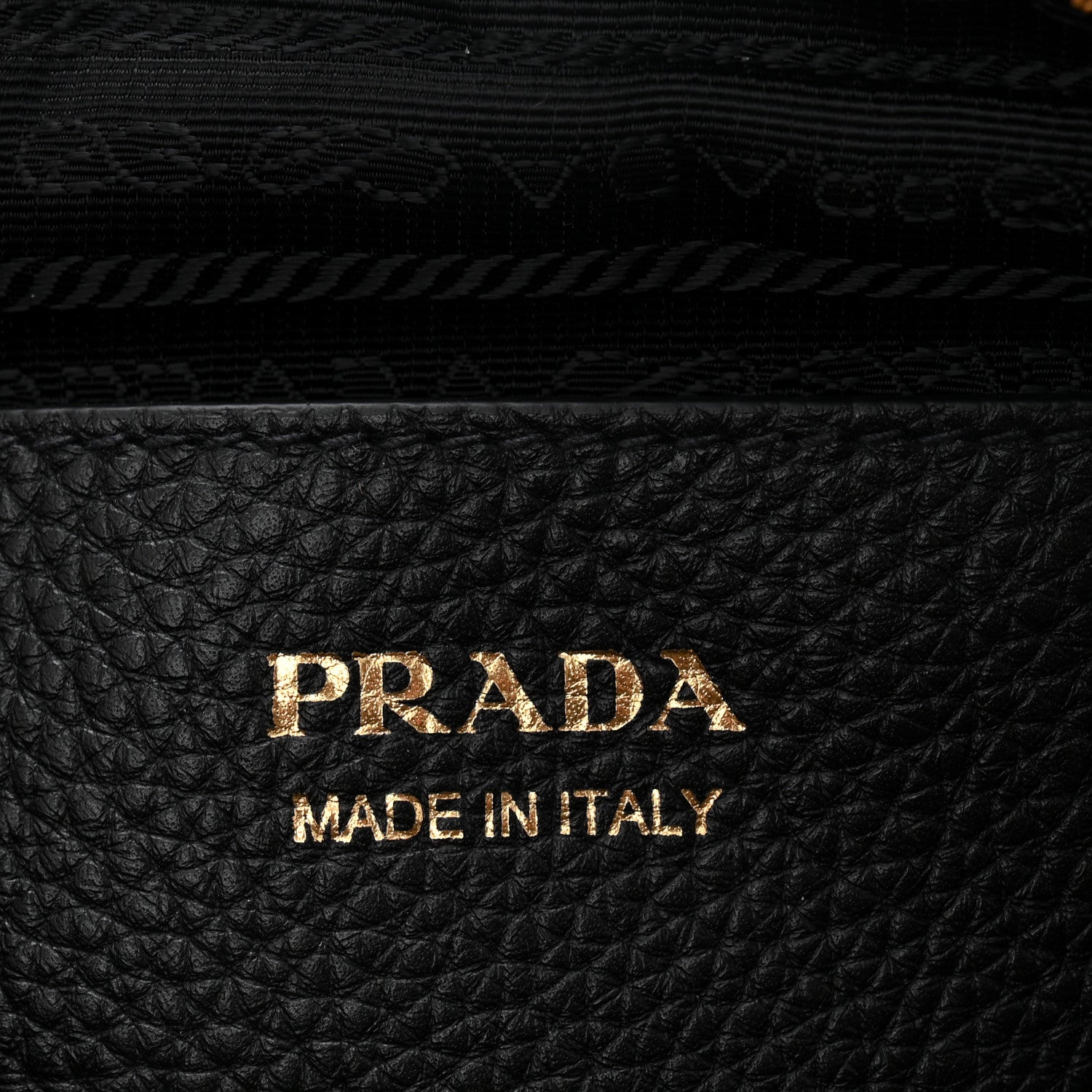 Prada Vitello Daino Soft Medium Double Zip Shoulder Bag Black 6 of 10