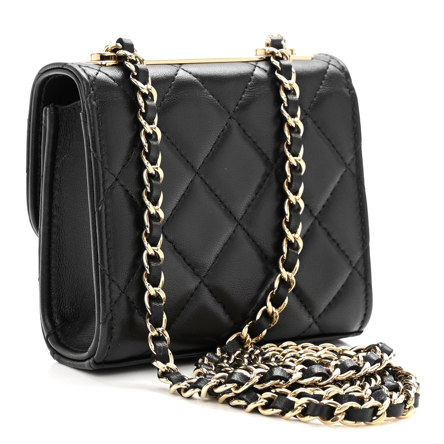 Chanel Lambskin Quilted Mini Trendy CC Chain Wallet Black 3 of 9