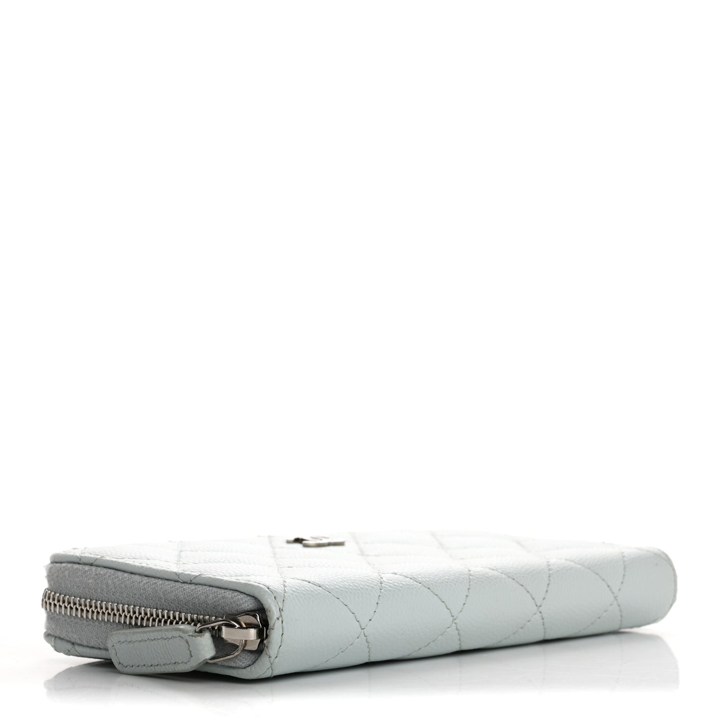 Caviar Quilted Medium Zip Around Wallet Light Blue