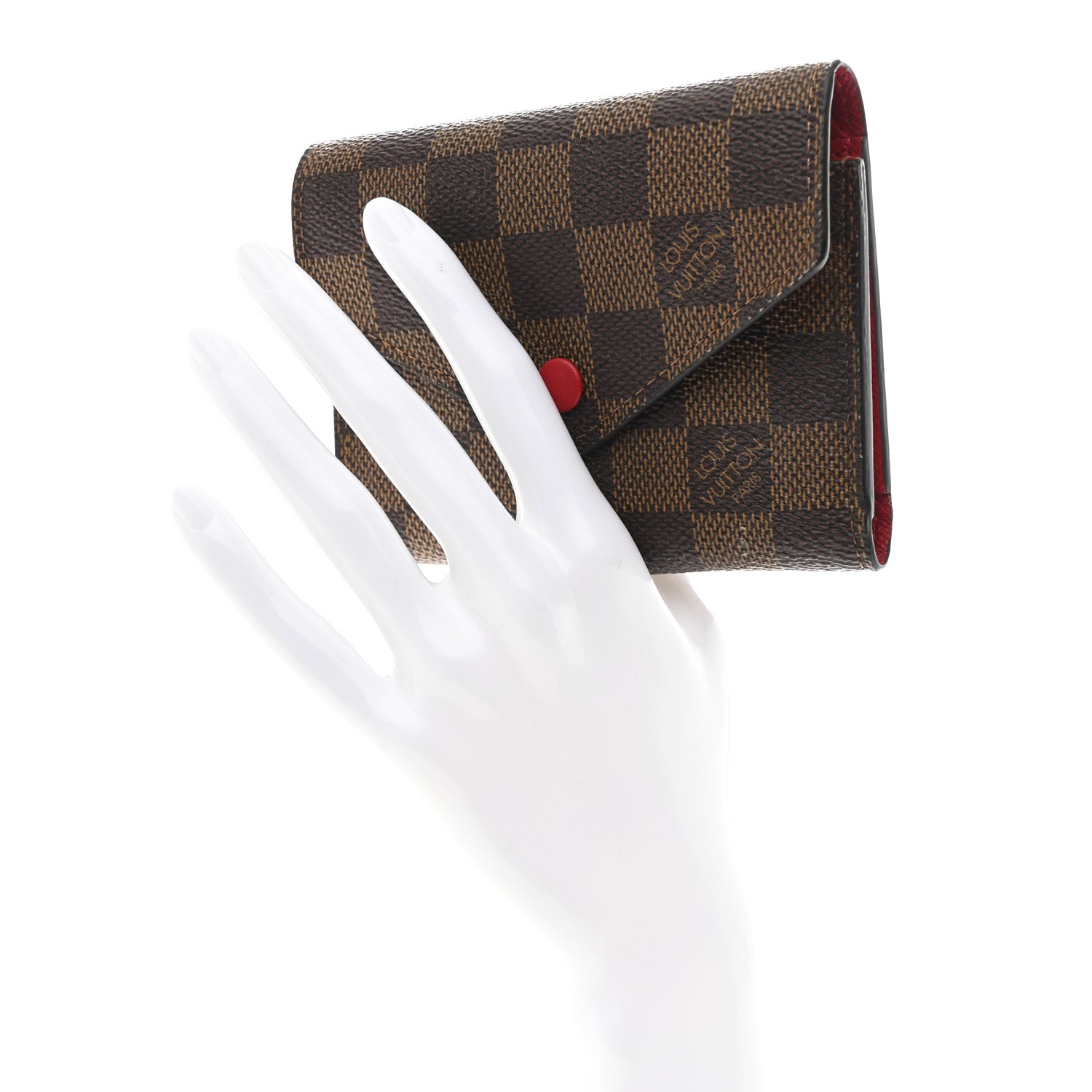 Louis Vuitton Damier Ebene Victorine Wallet Red 2 of 7