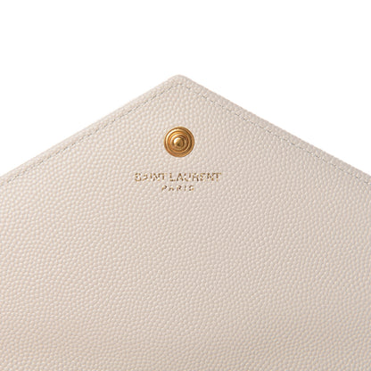 Saint Laurent Grain De Poudre Matelasse Chevron Monogram Chain Wallet Porcellana 6 of 11