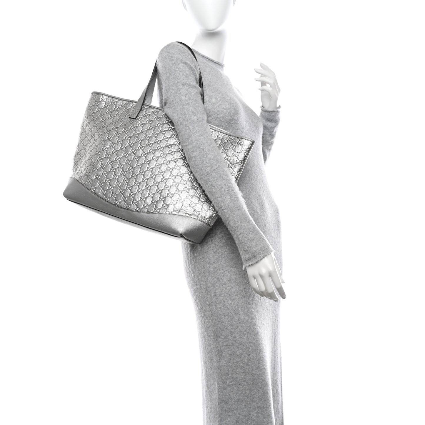 Guccissima Large Tote Silver
