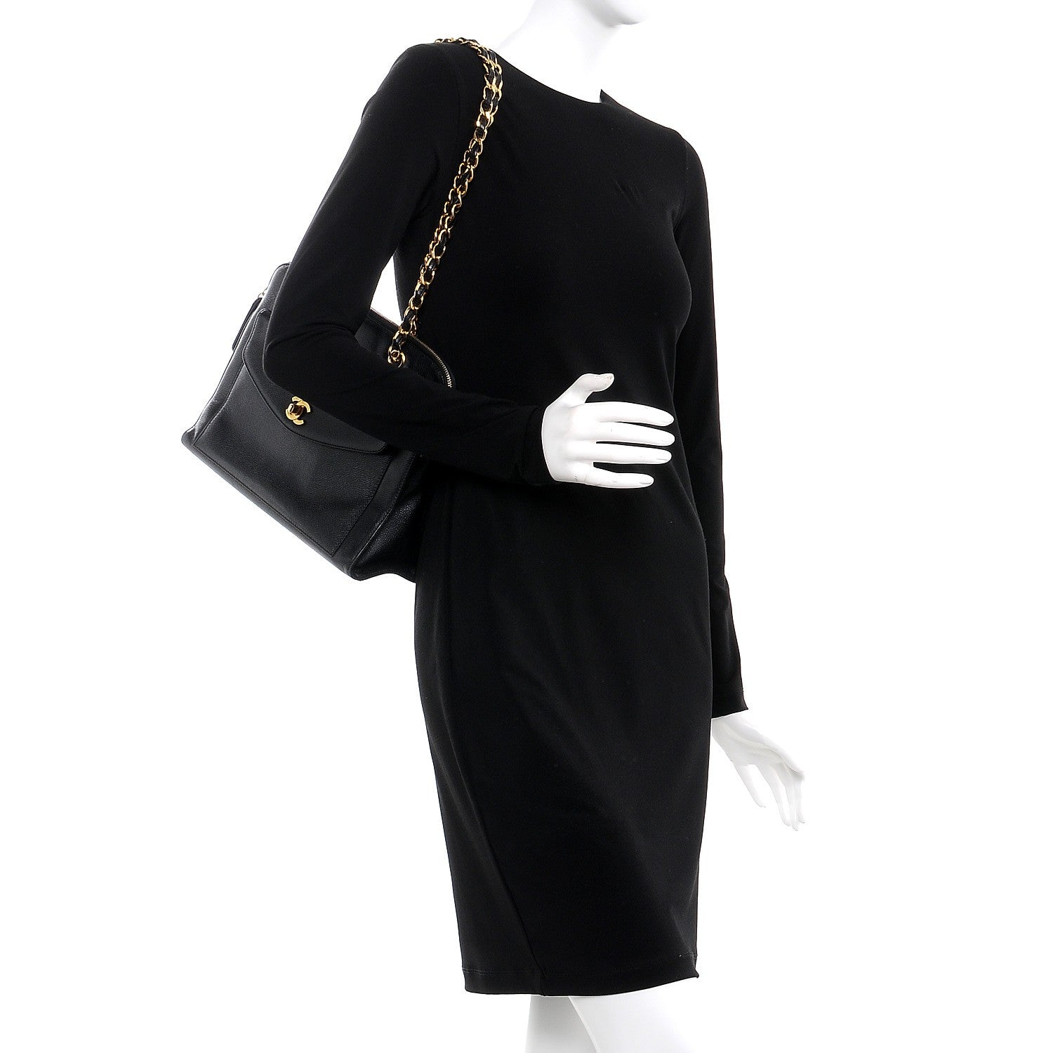 Chanel Caviar Flap Shoulder Bag Black 2 of 8