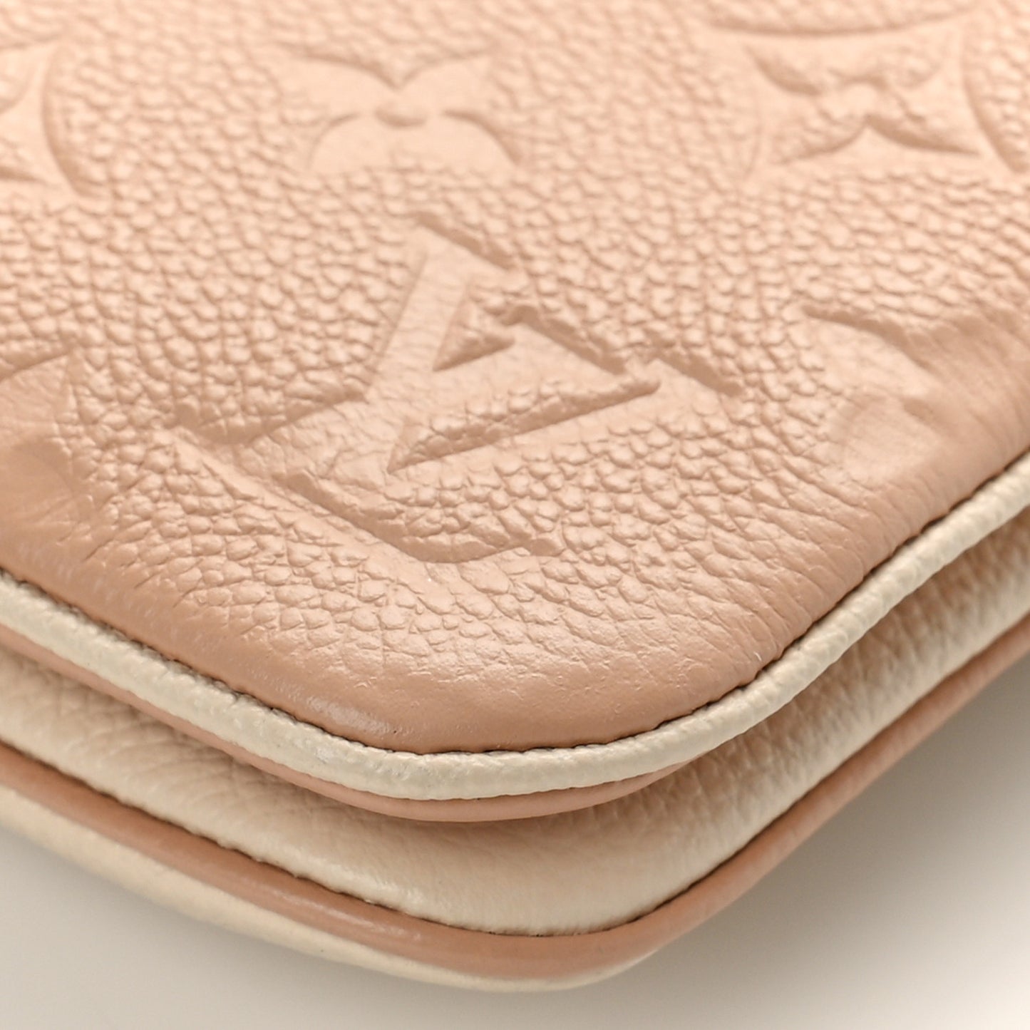 Empreinte Double Zip Pochette Beige Rose Creme