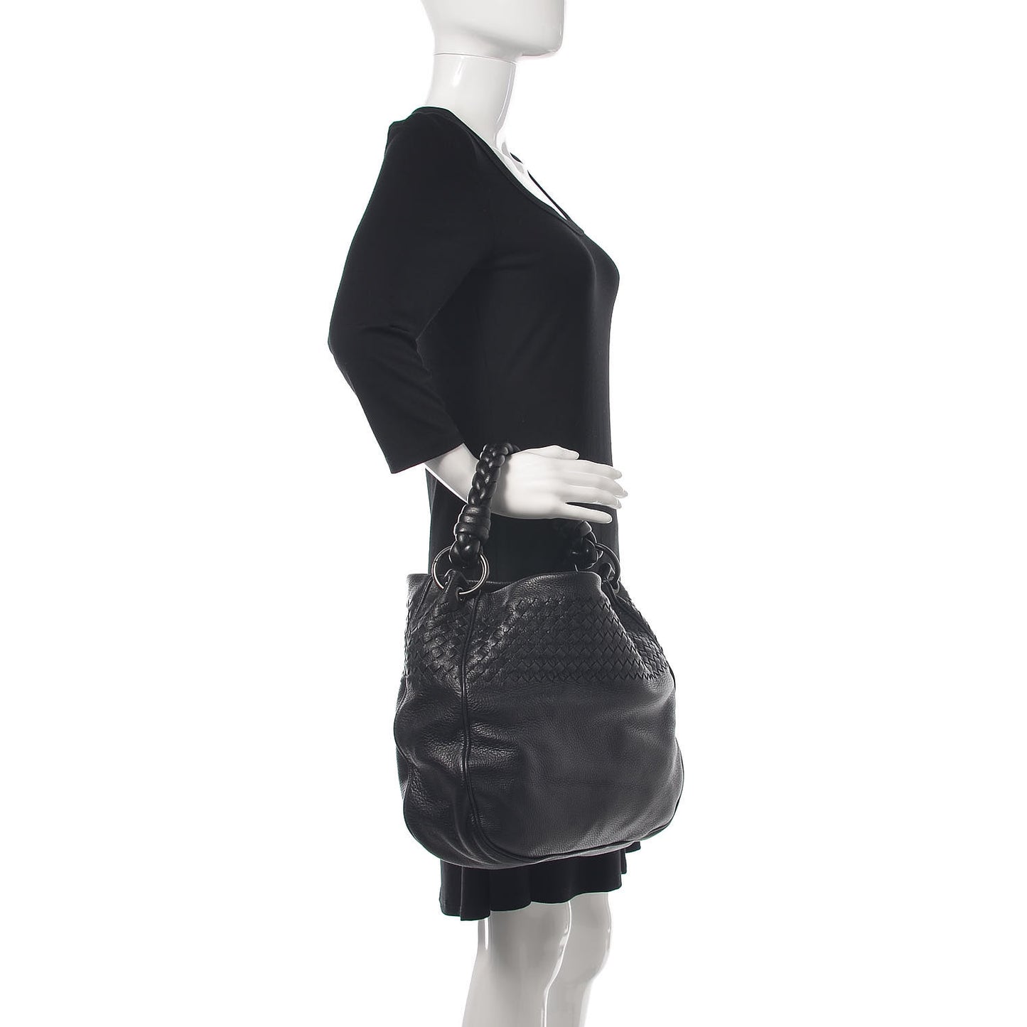 Cervo Intrecciato Shoulder Bag Black