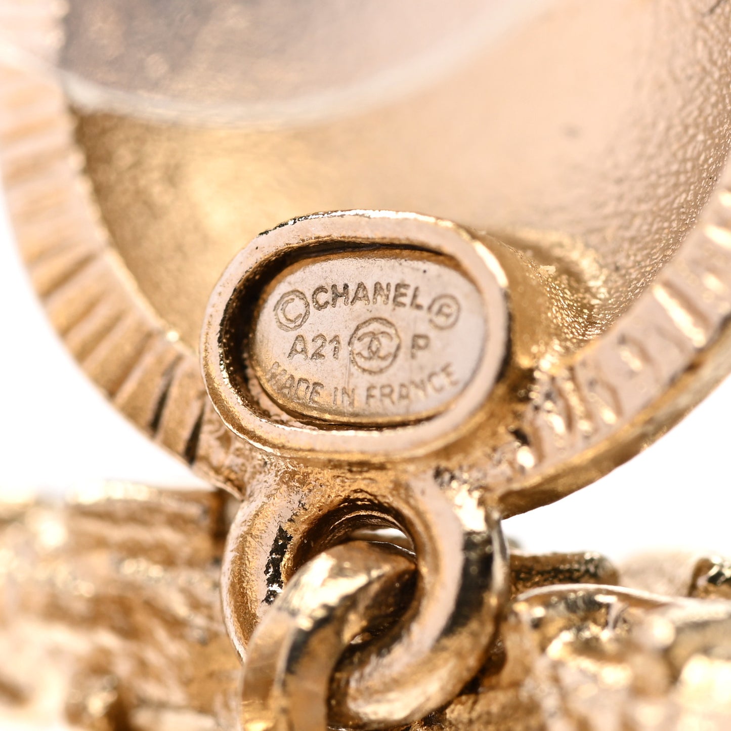 Crystal CC Drop Logo Earrings Gold
