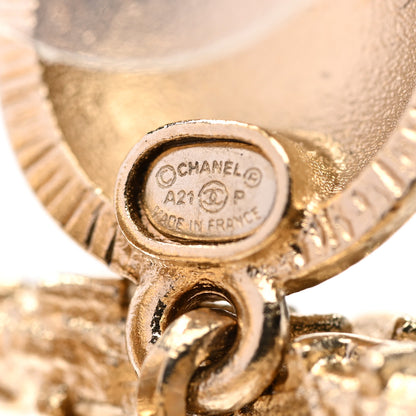 Chanel Crystal CC Drop Logo Earrings Gold 4 of 5