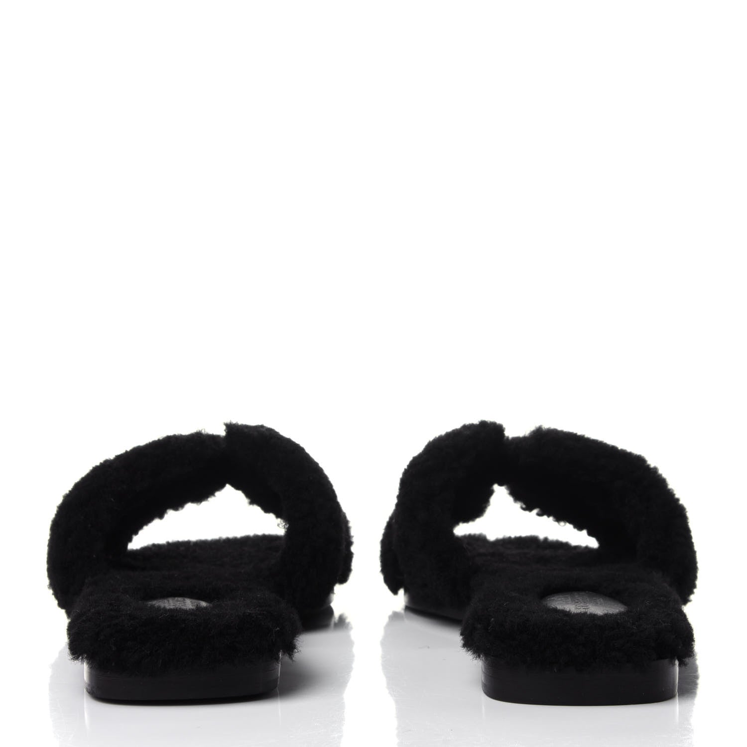 Hermes Woolskin Oran Sandals 36.5 Black 5 of 10