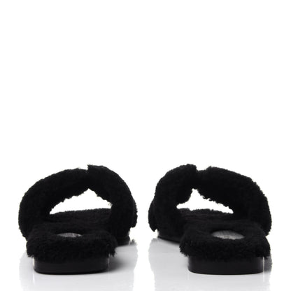 Hermes Woolskin Oran Sandals 36.5 Black 5 of 10