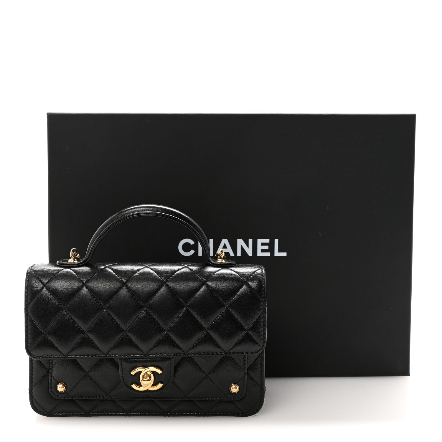 Chanel Lambskin Quilted Preppy Satchel Wallet On Chain WOC Black 12 of 12