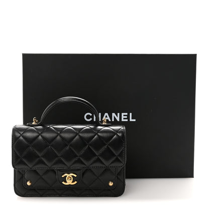 Chanel Lambskin Quilted Preppy Satchel Wallet On Chain WOC Black 12 of 12