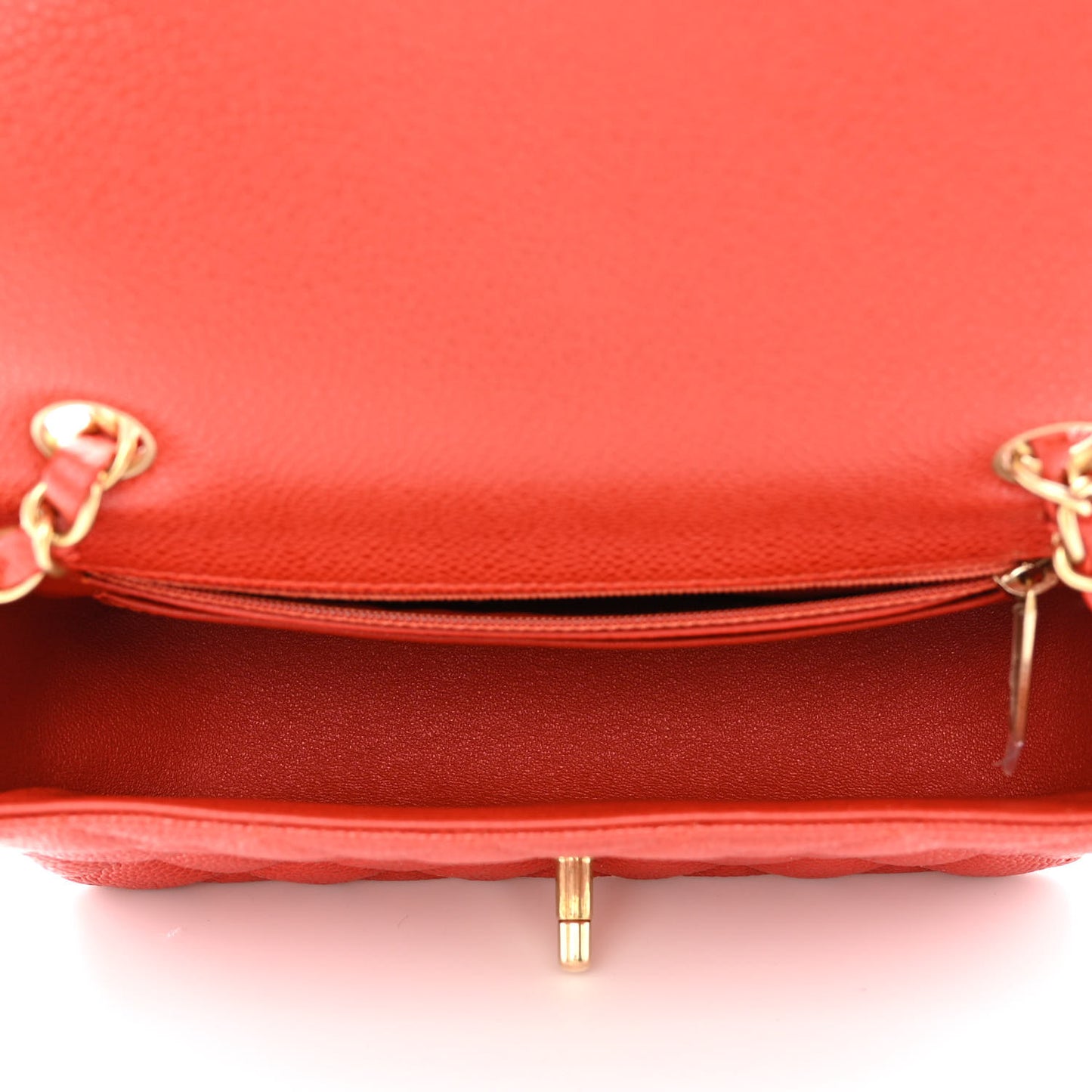 Pearly Caviar Quilted Mini Rectangular Flap Orange