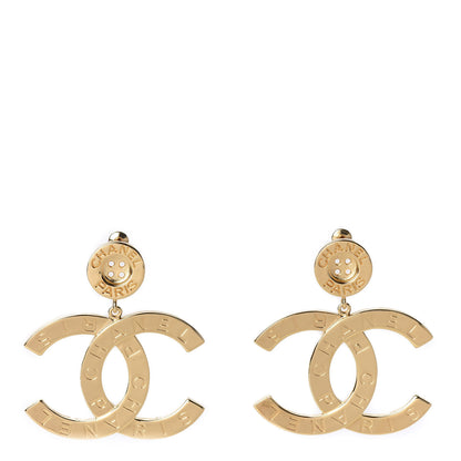 Chanel Metal Large Paris Button Earrings Gold 1 of 5