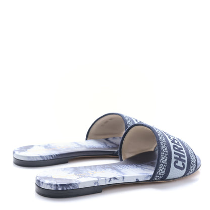 Christian Dior Canvas Tie and Dior Embroidered Dway Flat Slide Sandals 36.5 Denim 4 of 8