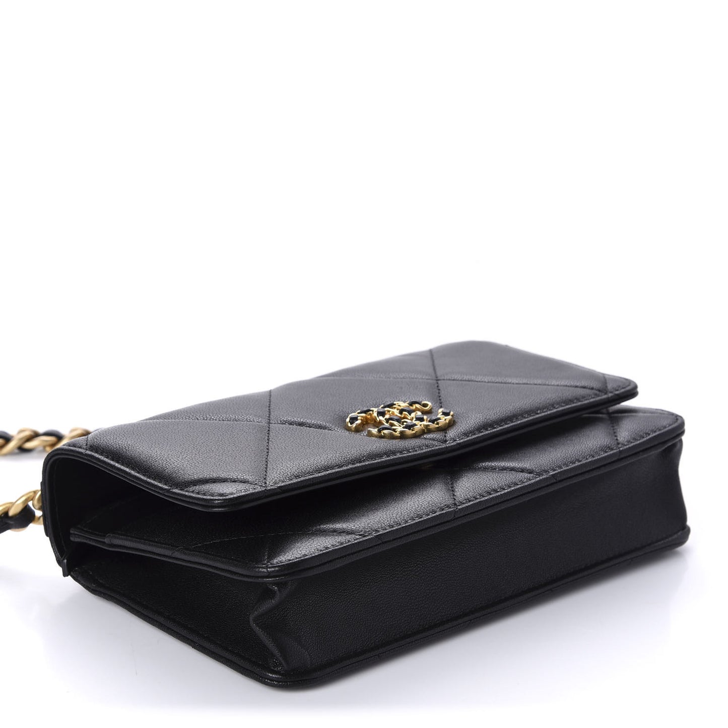 Goatskin Quilted 19 Wallet On Chain WOC Black