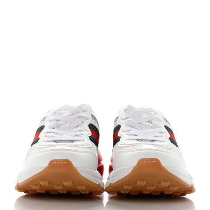 Gucci Lavaredo Eco Fabric Mesh Web Womens Rhyton Reflective Sneakers 35 Great White Green Red Silver 2 of 9