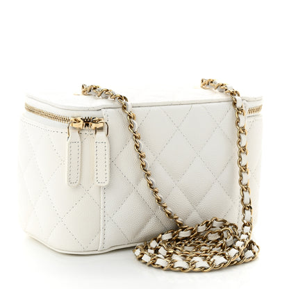 Chanel Caviar Quilted Small Vanity Case With Chain White 3 of 12