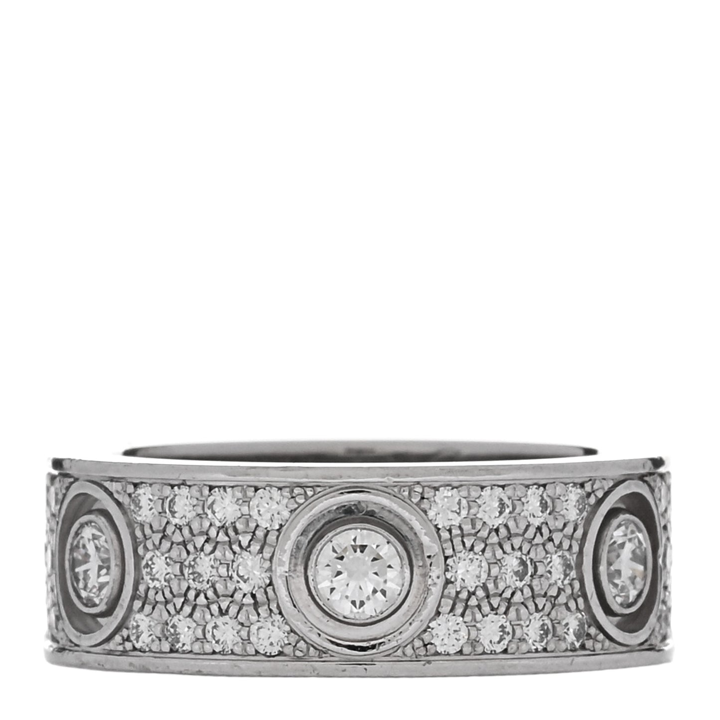 18K White Gold Diamond 6.5mm LOVE Paved Ring 48 4.5