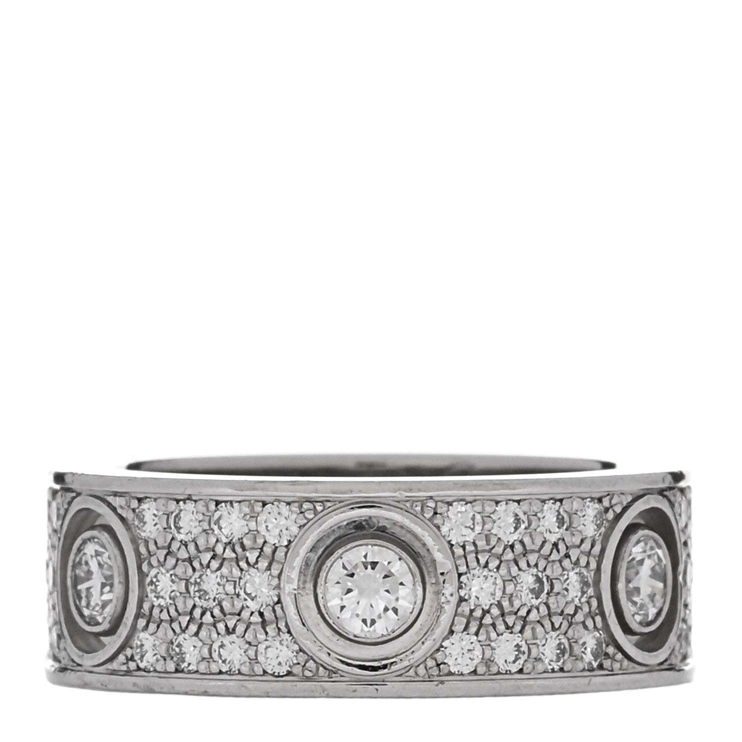 Cartier 18K White Gold Diamond 6.5mm LOVE Paved Ring 48 4.5 1 of 5