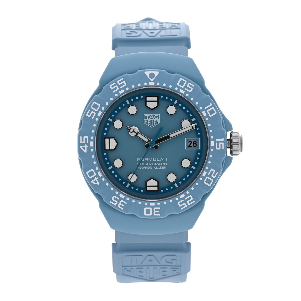 Tag Heuer Polylight Stainless Steel Rubber 38mm Formula 1 Solargraph Quartz Watch Light Blue WBY1163 1 of 5