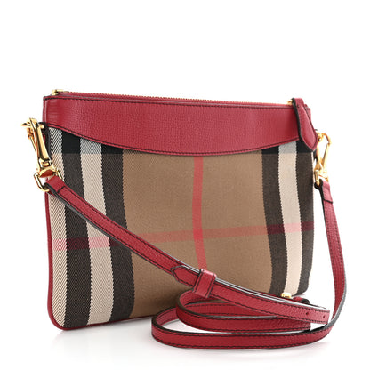 Burberry House Check Derby Peyton Crossbody Clutch Bag Red 3 of 9