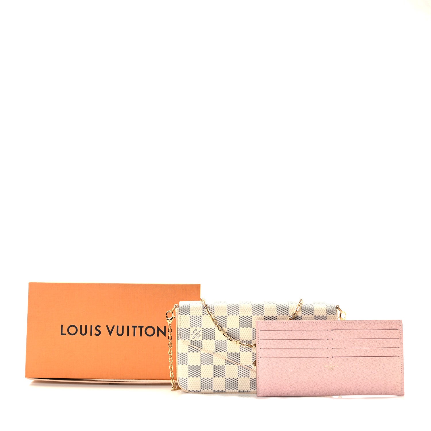 Louis Vuitton Damier Azur Pochette Felicie Chain Wallet Rose Ballerine 8 of 8