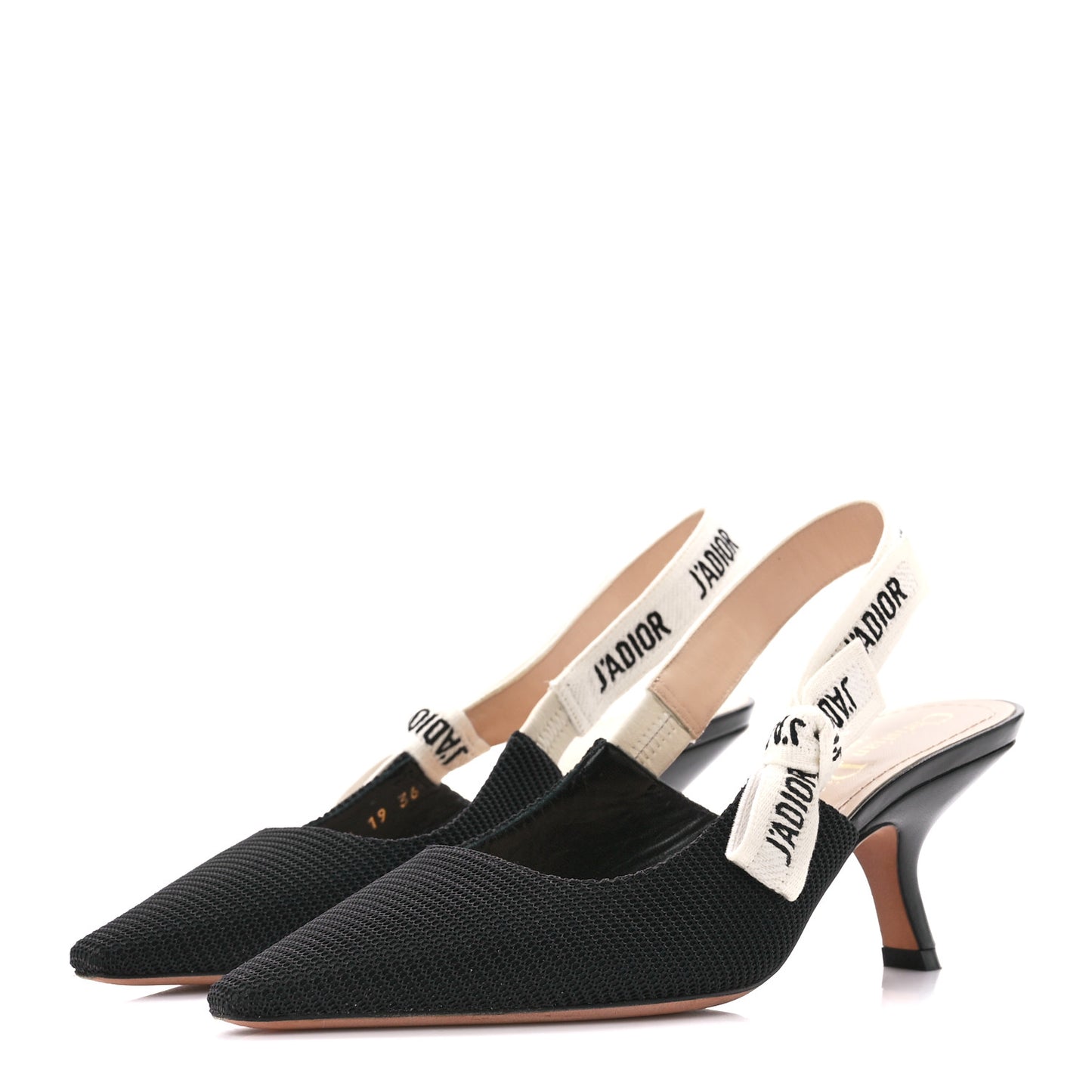 Technical Canvas Ribbon J Adior Slingback 65mm Pumps 36 Black