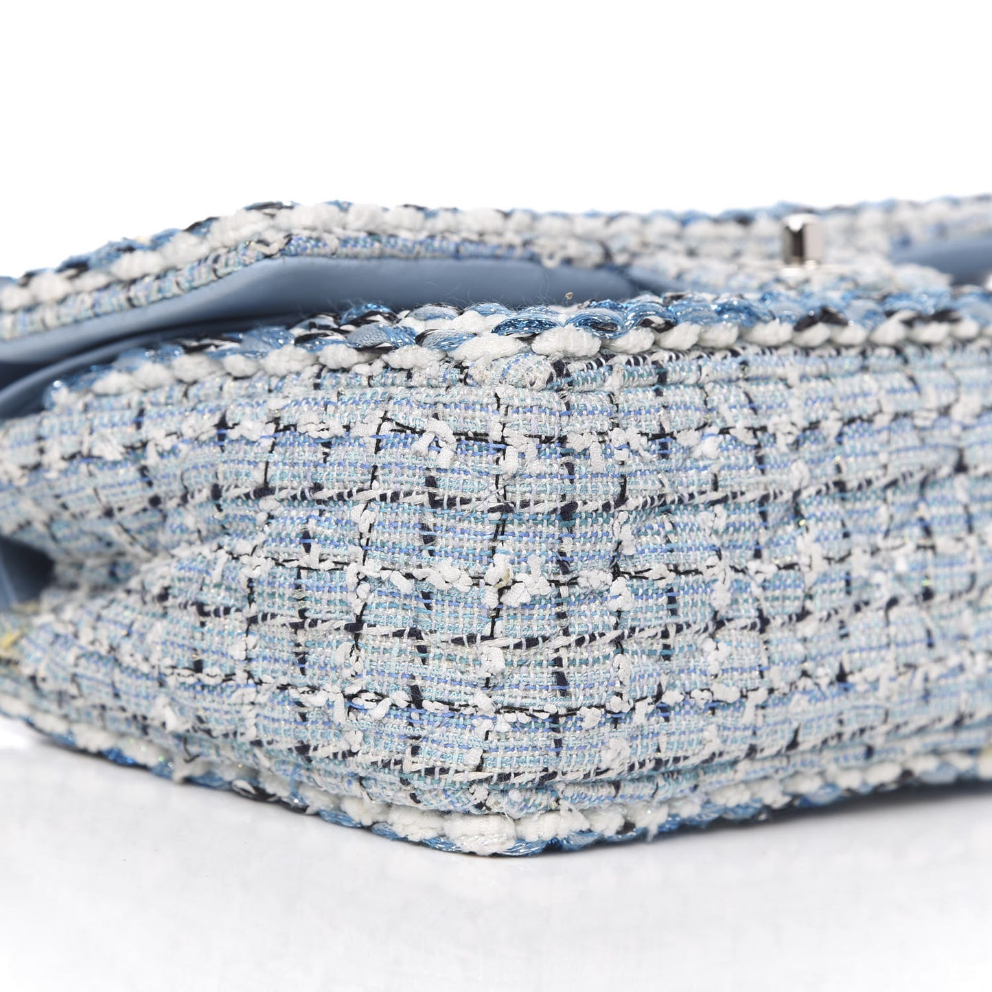 Tweed Quilted Medium Double Flap Blue White