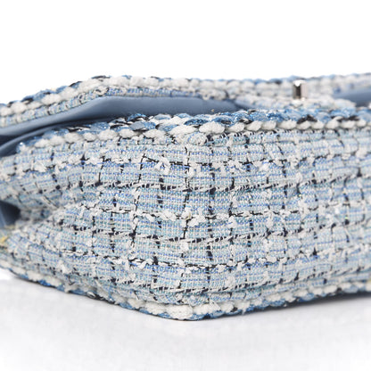 Chanel Tweed Quilted Medium Double Flap Blue White 8 of 10