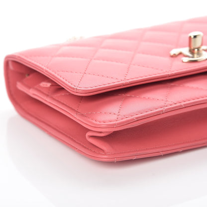 Chanel Lambskin Quilted Trendy CC Wallet On Chain WOC Bright Pink 5 of 11