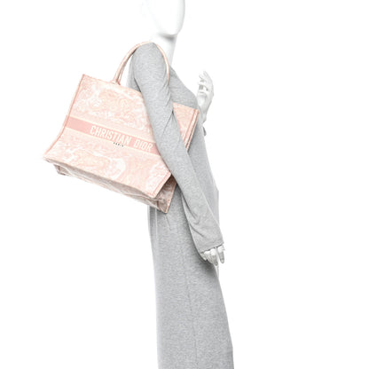 Christian Dior Canvas Toile De Jouy Embroidered Large Book Tote Pink 2 of 11